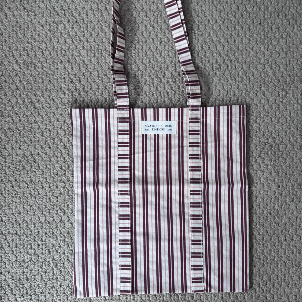 Sézane October Editions Tote Bag (Red and yellow striped) NWT